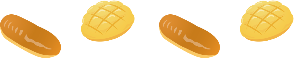 メロンパンとコッペパンのイラスト